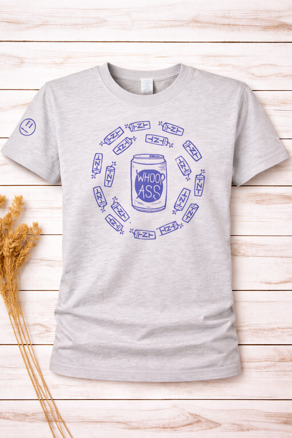 Hand Printed T-Shirt - Grey WhoopAss & TNT