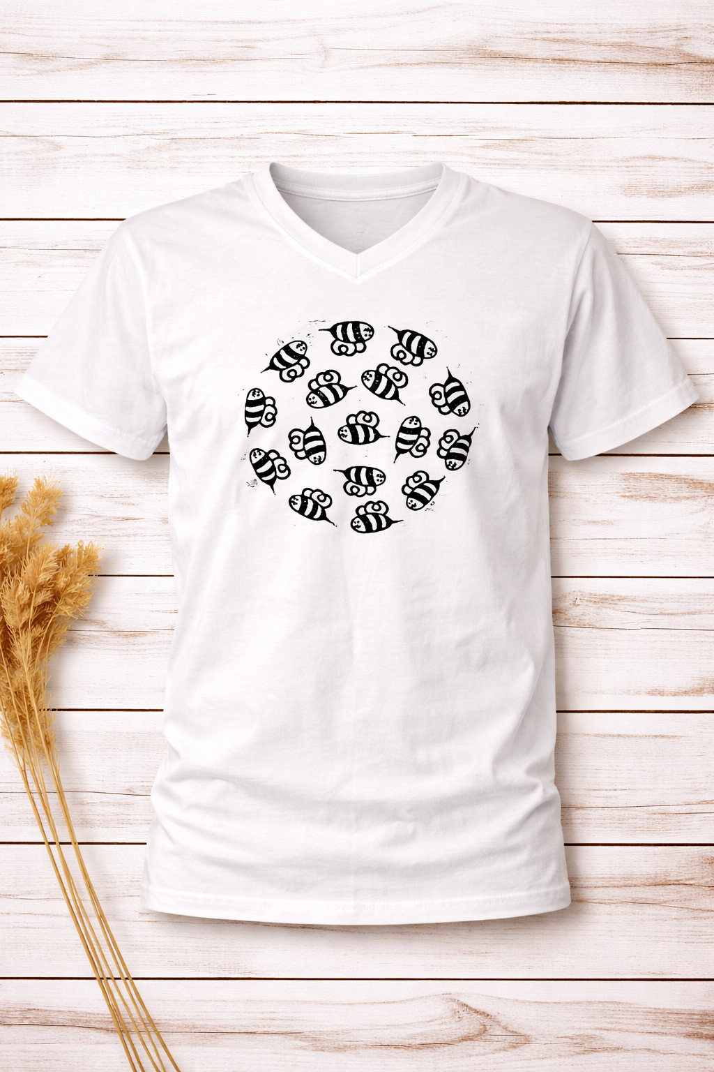 Hand Printed T-Shirt -Grey Angry BeeZ