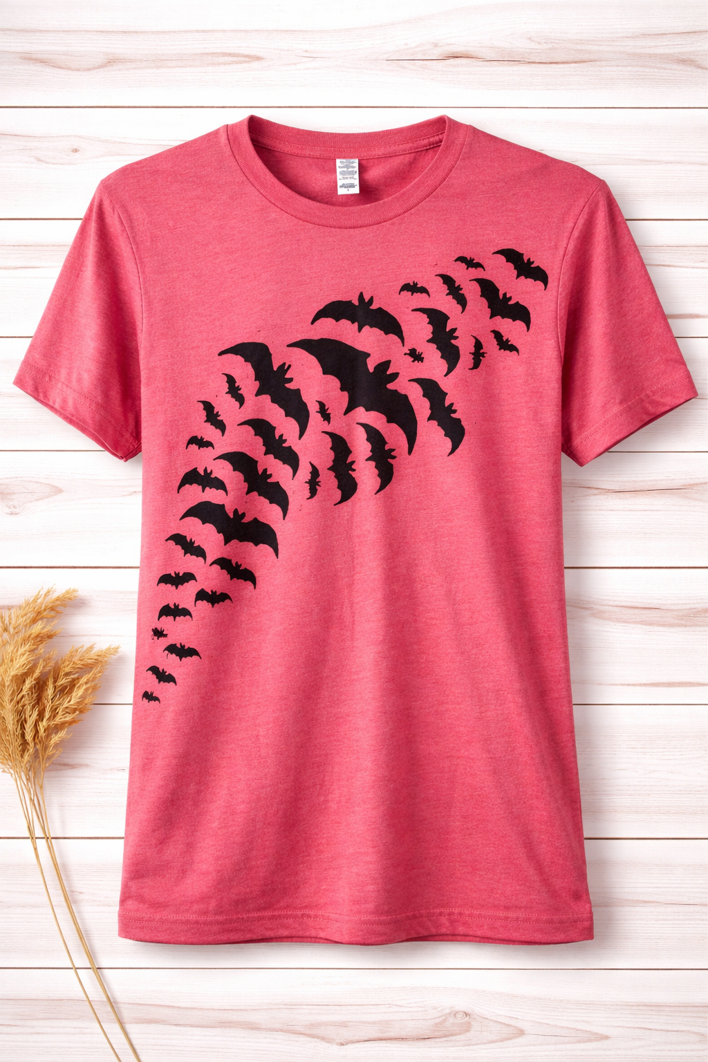 Hand Printed T-Shirt -Red Bats