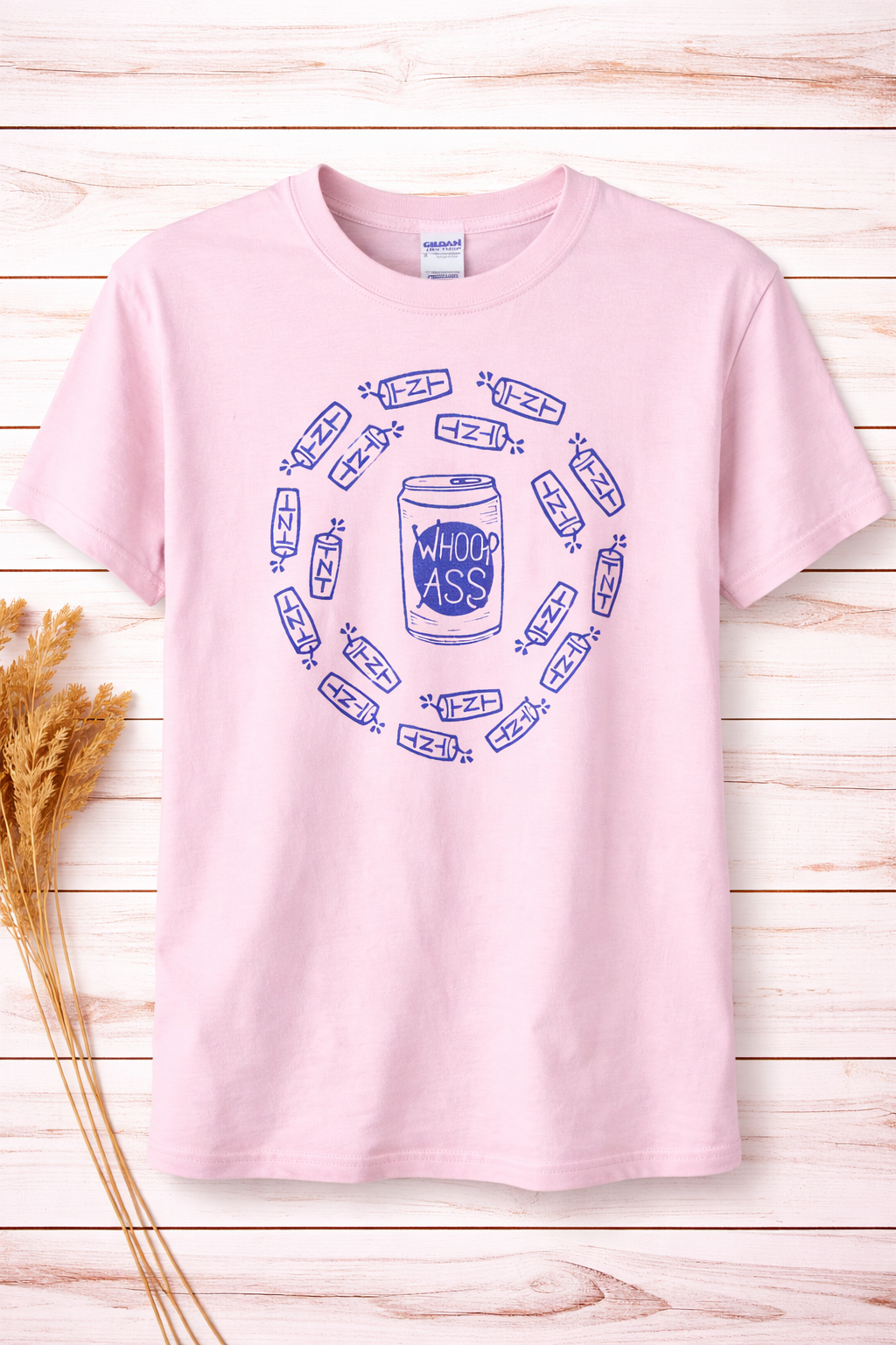 Hand Printed T-Shirt -Pink Whoop Ass & TNT