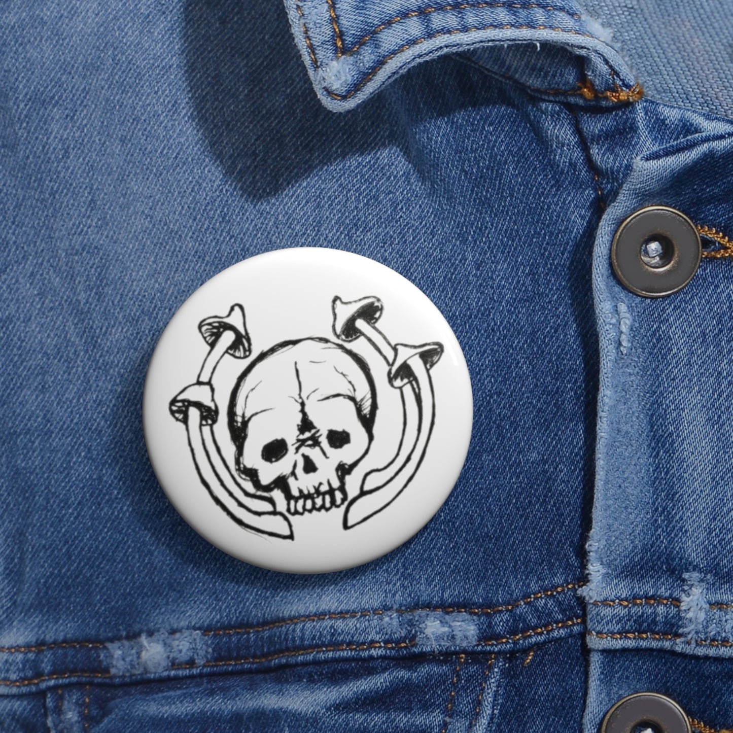 Skull And Mushroom Pin Button