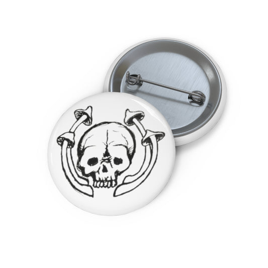 Skull And Mushroom Pin Button