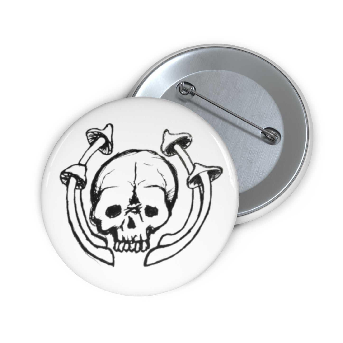 Skull And Mushroom Pin Button