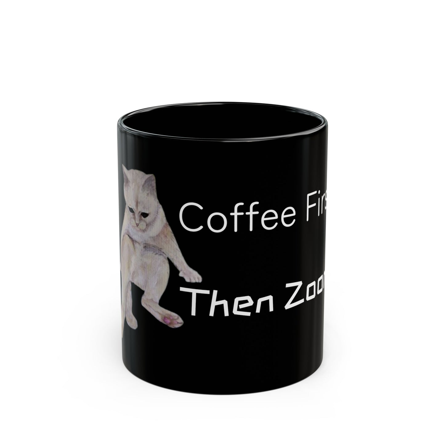 Coffee First Cat -Black Mug (11oz, 15oz)