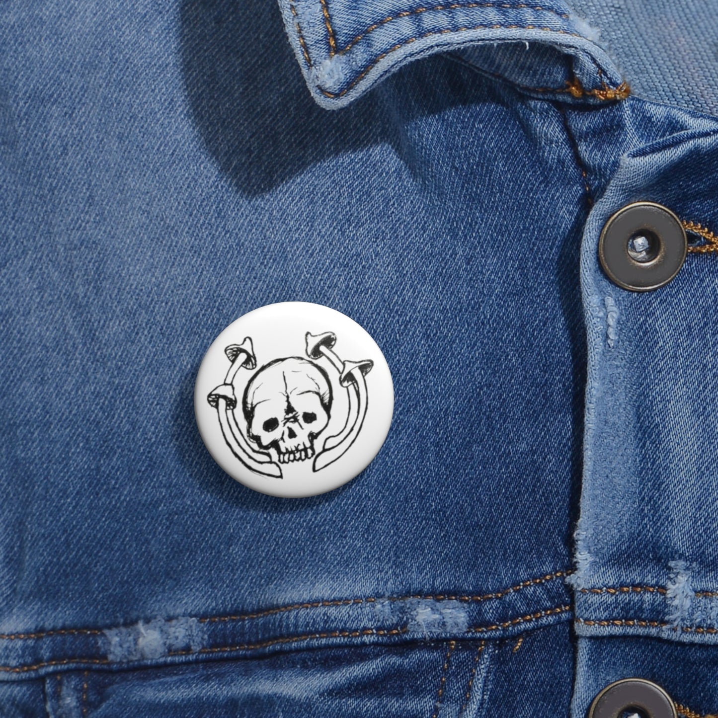 Skull And Mushroom Pin Button