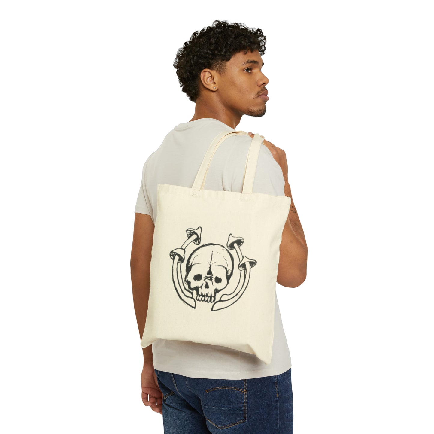 Skull and Mushrooms Tote Bag