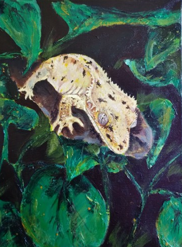 Dalmatian Crested Gecko-Original Unframed