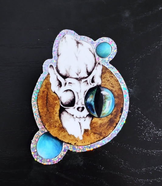 Cat With ovals - Glitter sticker