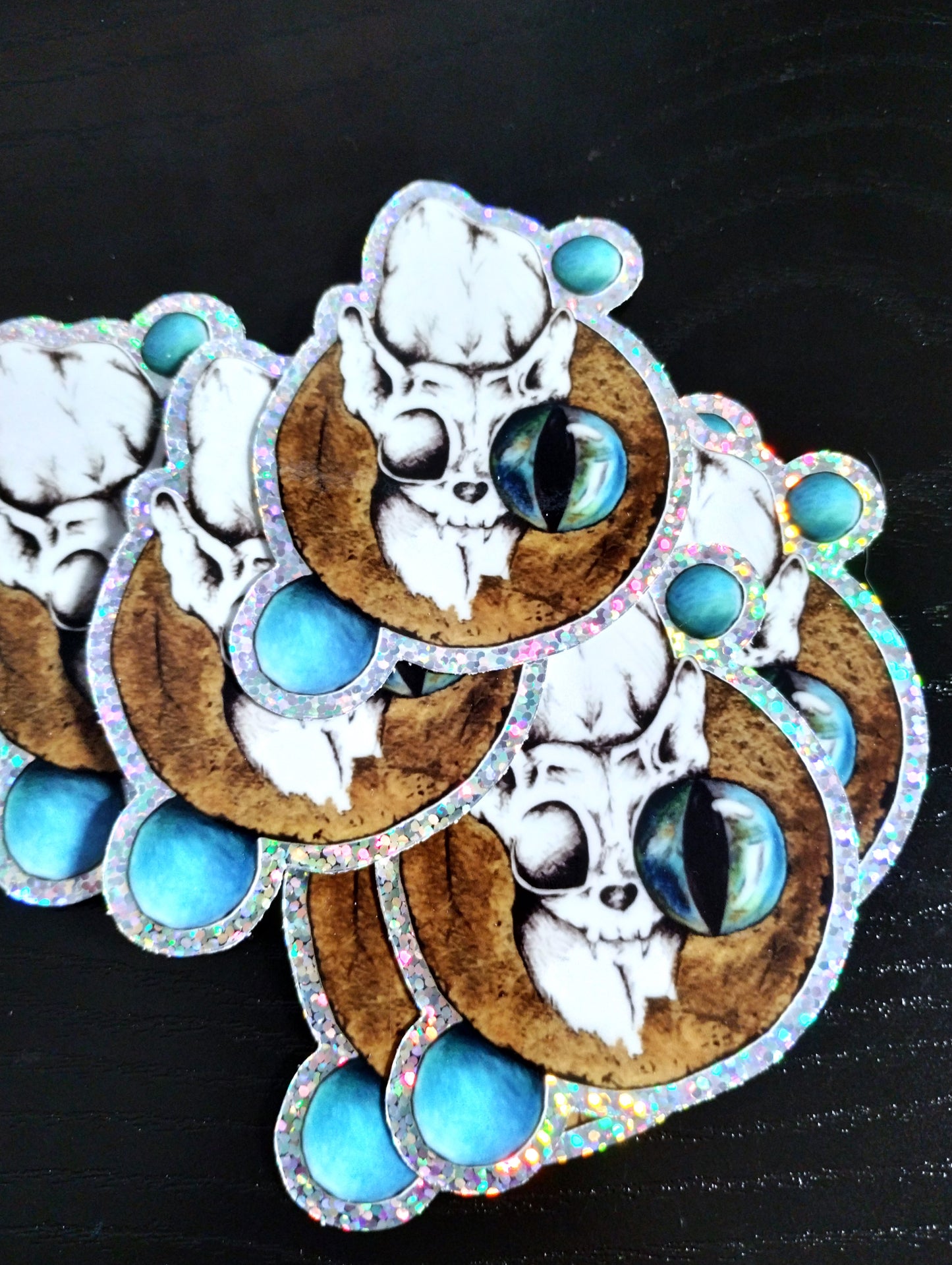 Cat With ovals - Glitter sticker