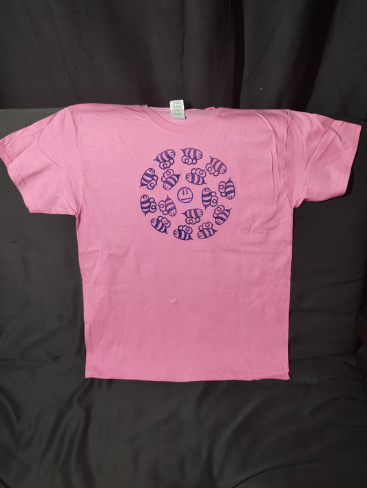 Hand Printed T-Shirt - Pink BeeZ :(