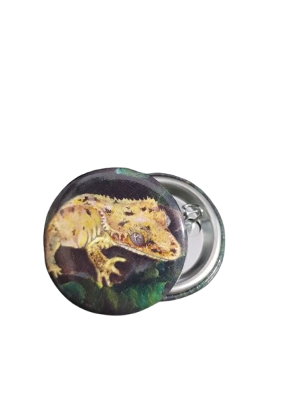 Crested Gecko Button Pin