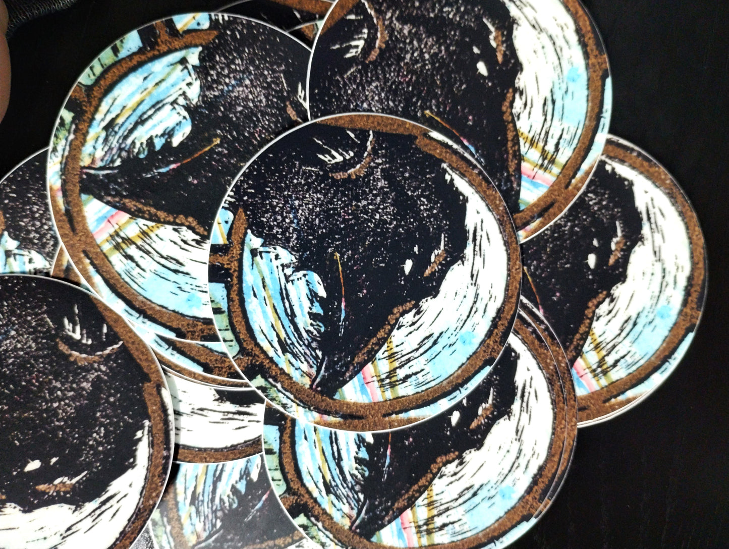 Raven Circle Sticker -Blue