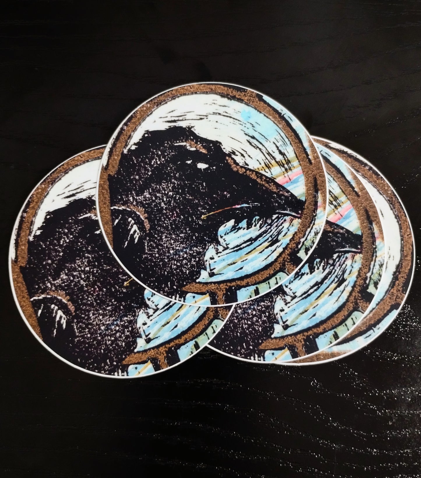 Raven Circle Sticker -Blue