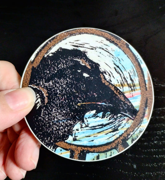 Raven Circle Sticker -Blue