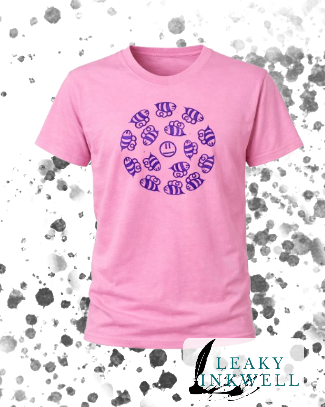 Hand Printed T-Shirt - Pink BeeZ :(
