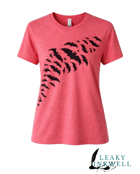 Hand Printed T-Shirt -Red Bats