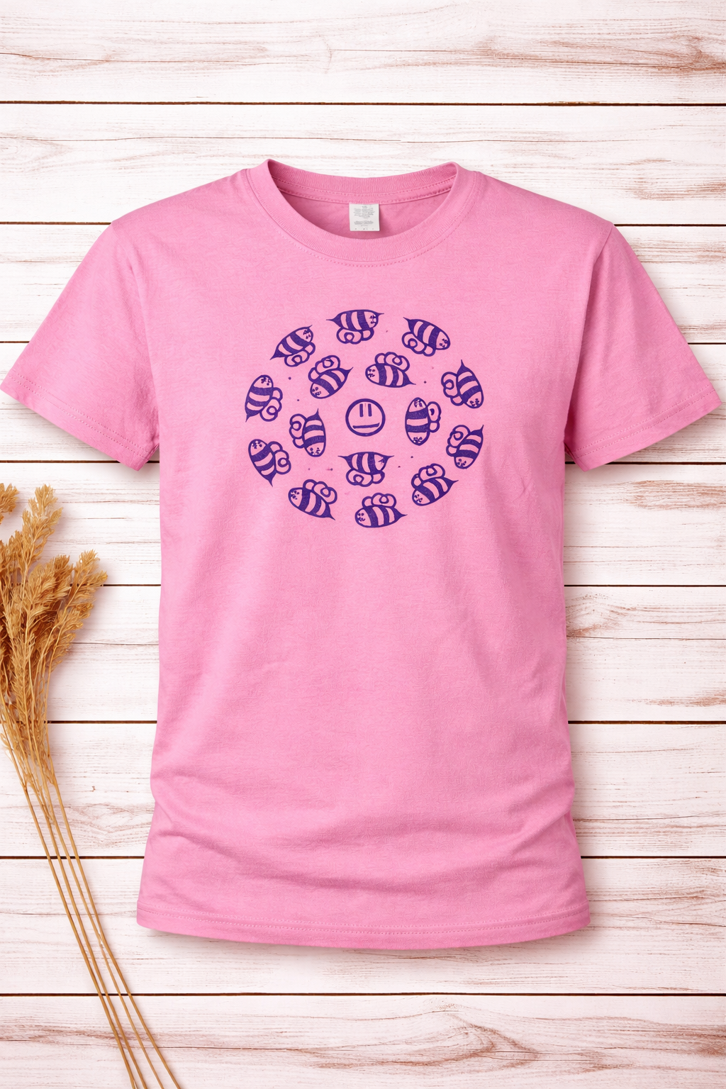 Hand Printed T-Shirt - Pink BeeZ :(