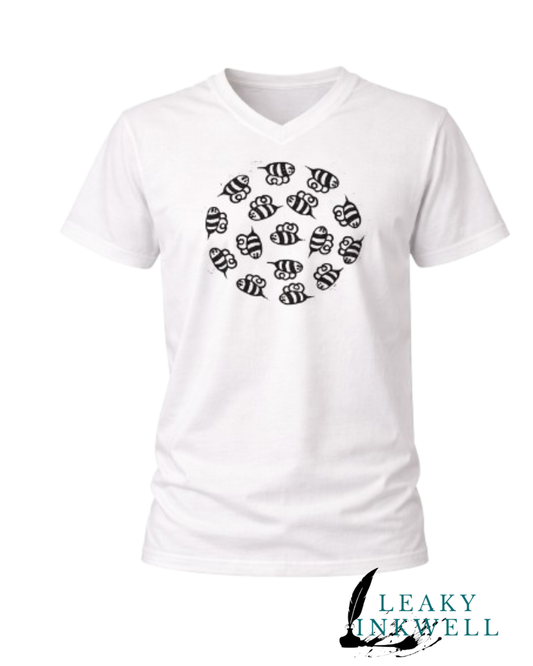 Hand Printed T-Shirt -Grey Angry BeeZ