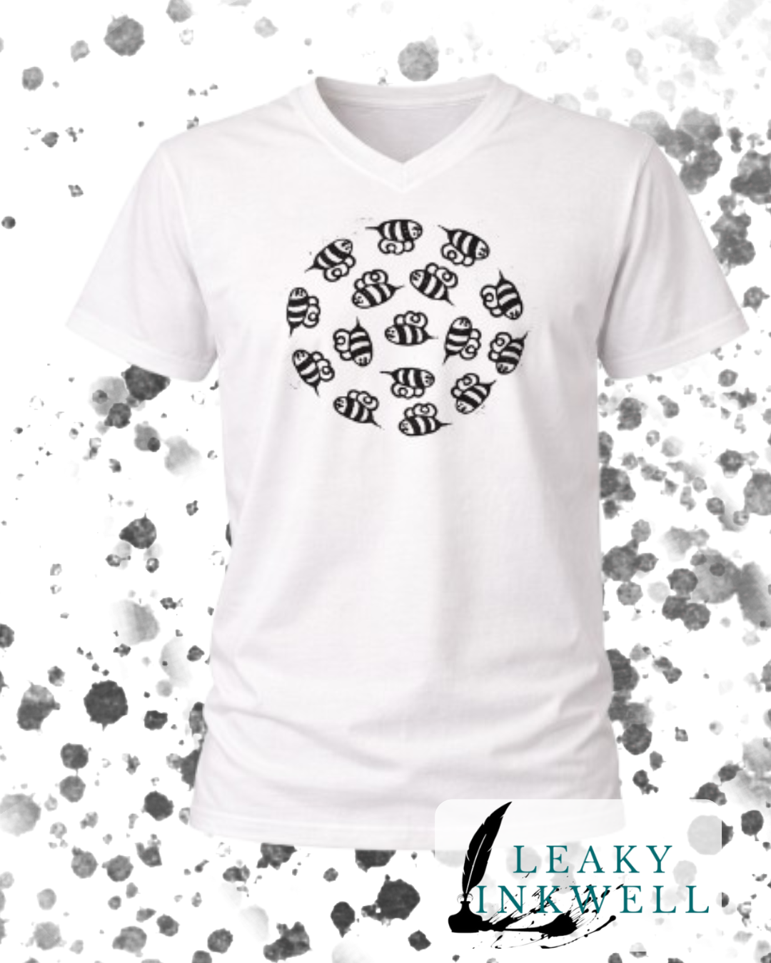 Hand Printed T-Shirt -Grey Angry BeeZ