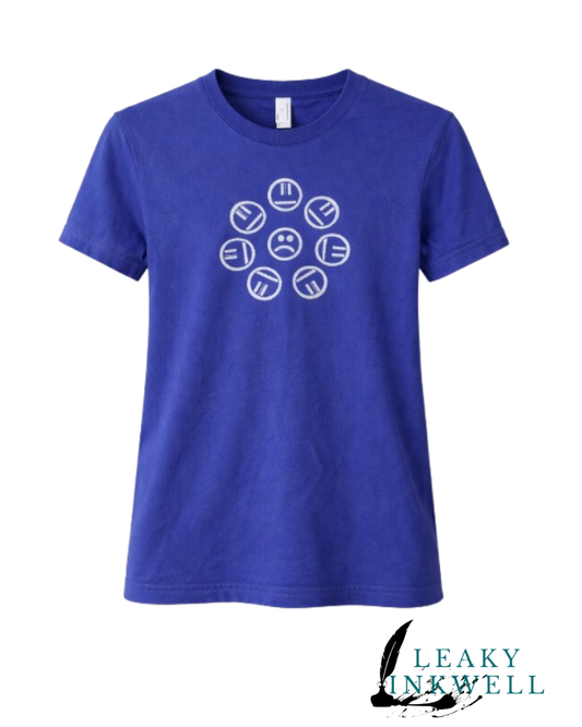 Hand Printed T-Shirt Royal Blue Sad Face :(