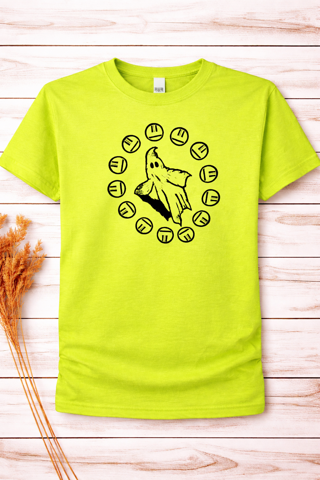 Hand Printed T-Shirt - Neon Ghost