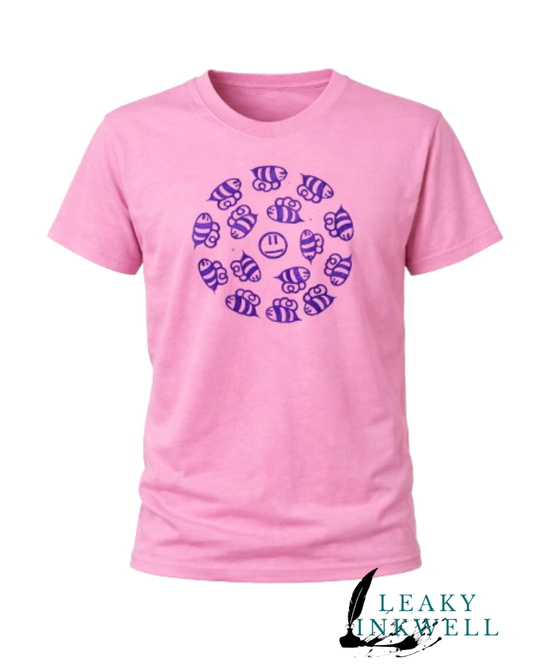 Hand Printed T-Shirt - Pink BeeZ :(