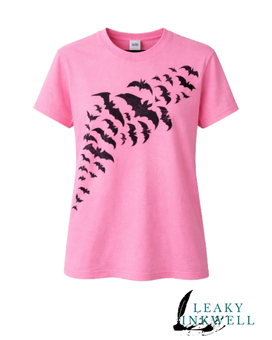 Hand Printed T-Shirt -Pink Bats
