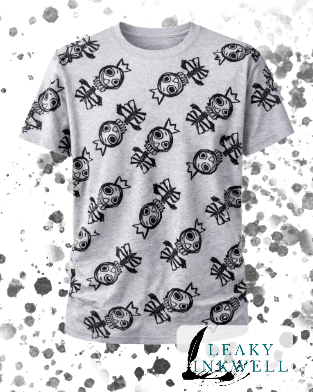 Hand Printed T-Shirt - Grey Skeleton Kings