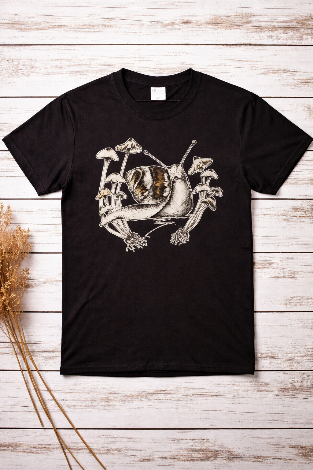 Unisex T-Shirt -Snail with Mushrooms