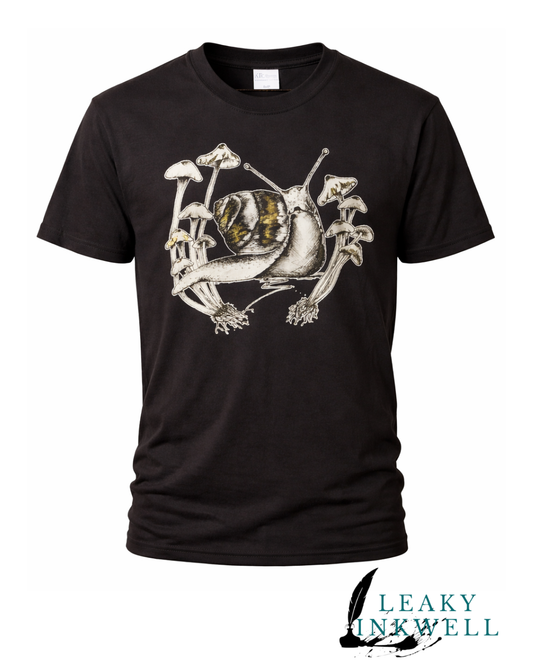 Unisex T-Shirt -Snail with Mushrooms