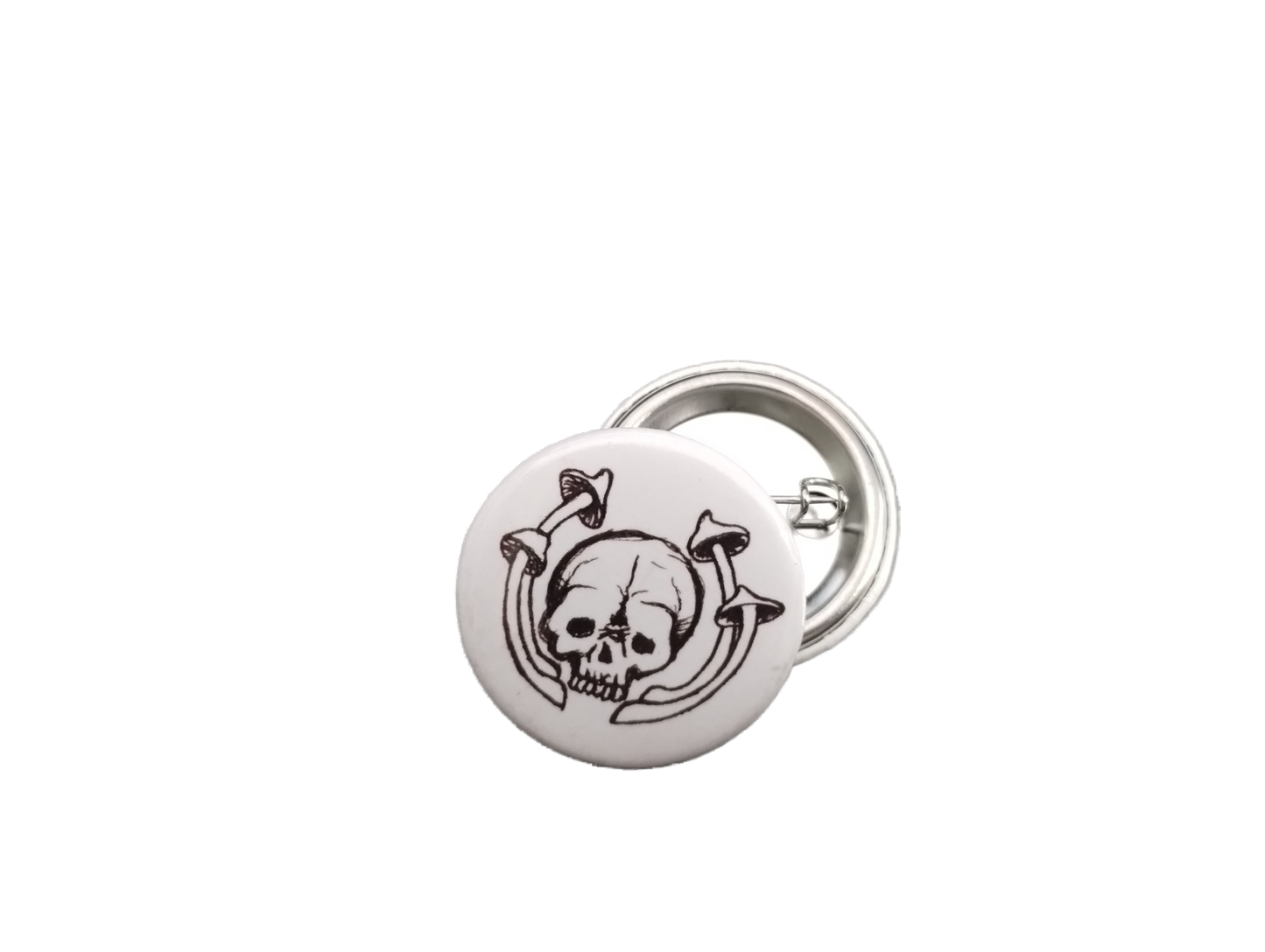 Skull and mushrooms -Button Pin