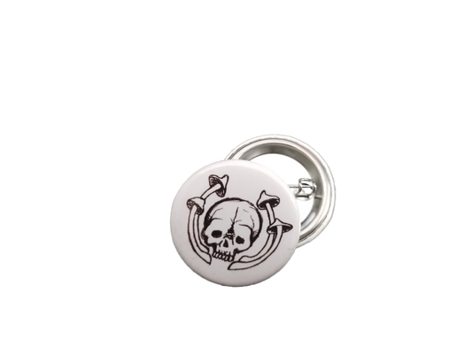 Skull and mushrooms -Button Pin